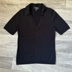 Laundry By‎ Shelli Segal Charcoal Ribbed Knit Top